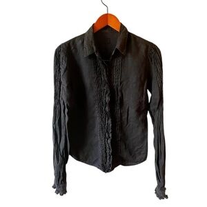 120% Lino Ruffle Button Down